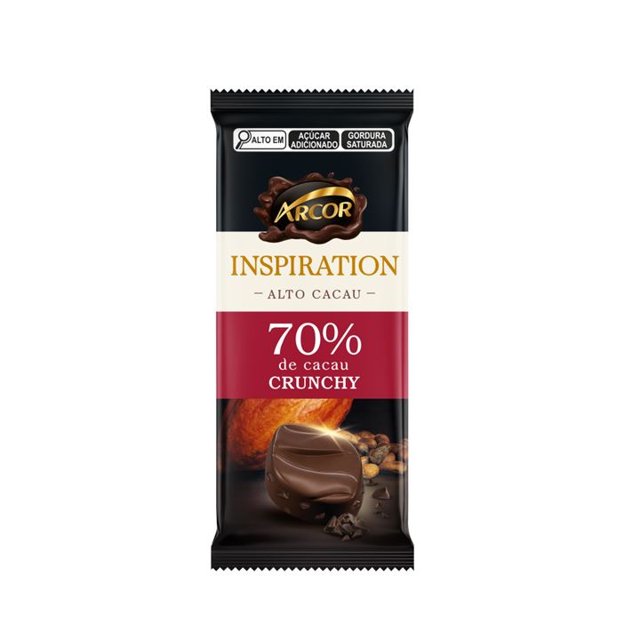 Chocolate Barra Tablete Amargo Inspiration 70% Crunchy Display 12x80g
