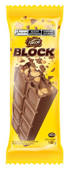 Chocolate Barra Tablete Block com Amendoim 140g unitário 