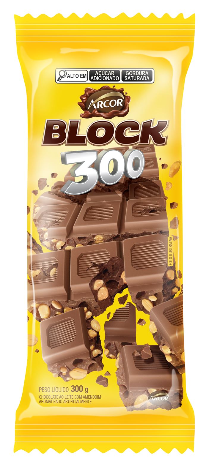 Chocolate Barra Tablete Block c/ Amendoim 300g Unidade