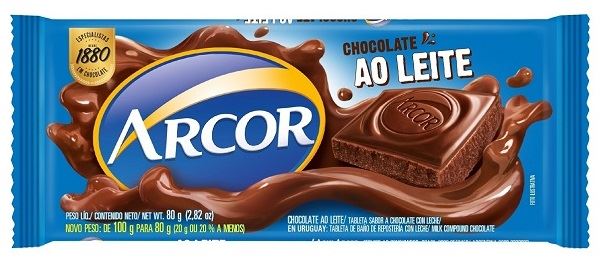Chocolate Barra Arcor Ao Leite Display 12x80g 