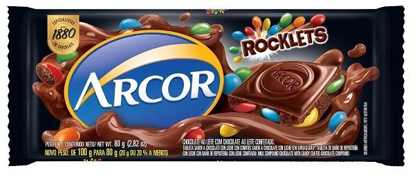 Chocolate Barra Arcor Ao Leite C/ Rocklets Display 12x80g 