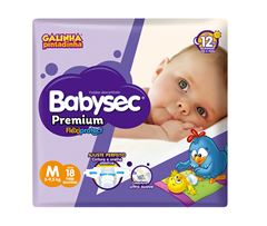 Fralda Infantil Babysec Premium Jumbinho Tamanho M -  Pacote Com 18 Unidades 