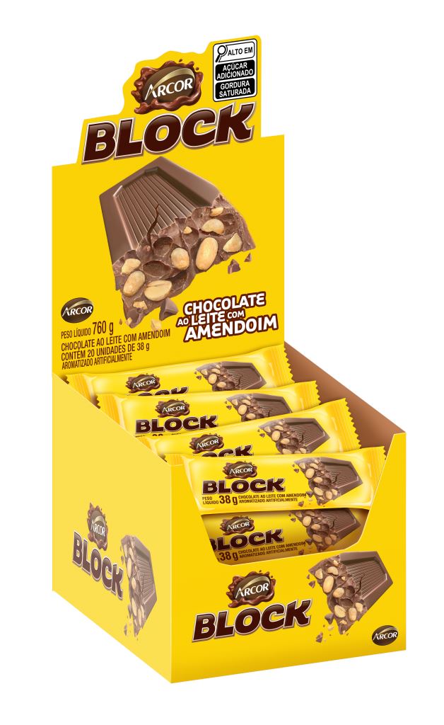 Chocolate Barra Tablete Block com Amendoim Display 20x38g