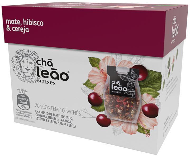 Chá Senses Leão Mate  / Cereja / Hibisco Com 10 Saches 