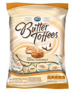 Bala Recheada Arcor Butter Toffe Coco Pacote 100g 