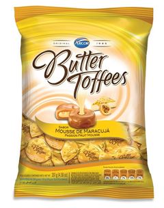 Bala Recheada Arcor Butter Toffe Maracujá Pacote 100g 